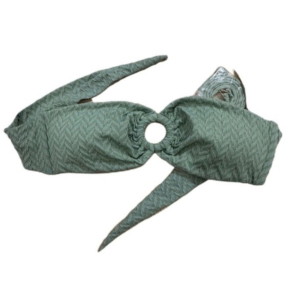 NWT PQ Swim Aquarius Ring Bandeau Green Strapless Bikini Top Size small